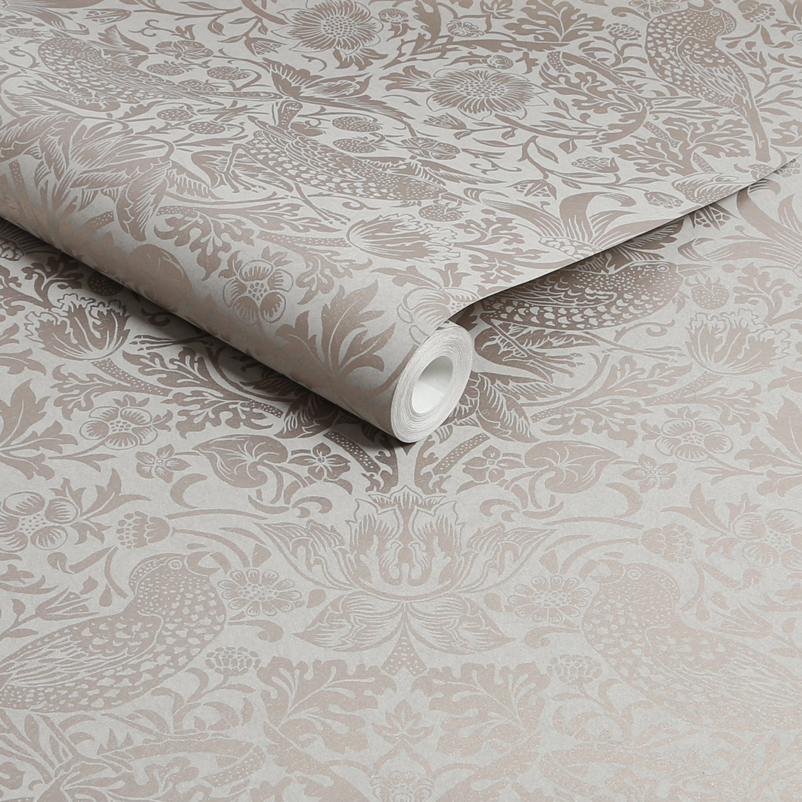 Strawberry Thief Fibrous Wallpaper - Neutral - 124238 - William Morris AH - Premier Wallcovering