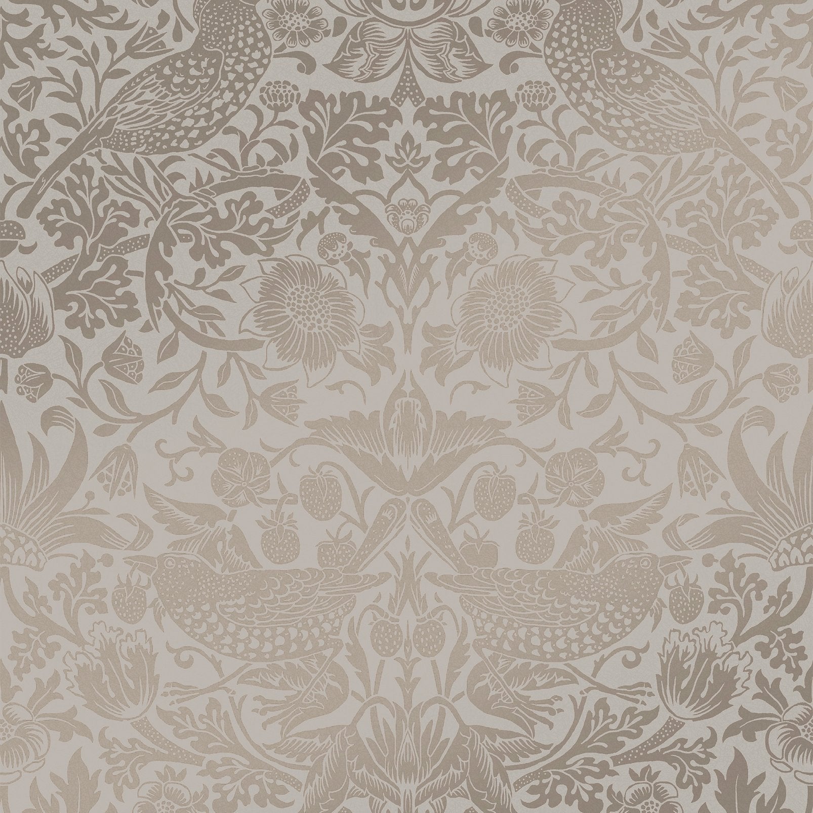 Strawberry Thief Fibrous Wallpaper - Neutral - 124238 - William Morris AH - Premier Wallcovering