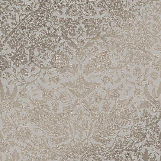 Strawberry Thief Fibrous Wallpaper - Neutral - 124238 - William Morris AH - Premier Wallcovering