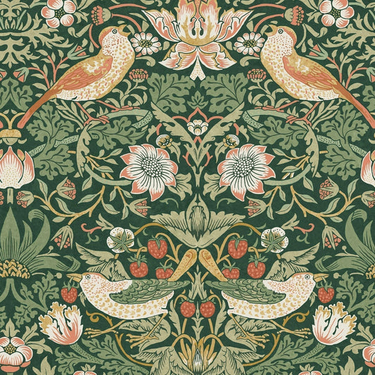 Strawberry Thief Wallpaper - Rich Green - 124234 - William Morris AH - Premier Wallcovering
