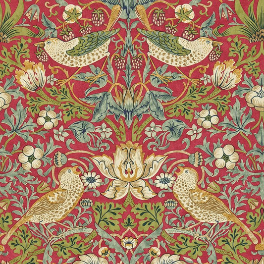 Strawberry Thief Wallpaper - Crimson/Slate - 212563 - Morris & Co - Premier Wallcovering