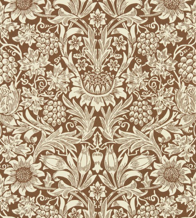 Sunflower Wallpaper - Chocolate/Cream - 216961 - Morris & Co - Premier Wallcovering