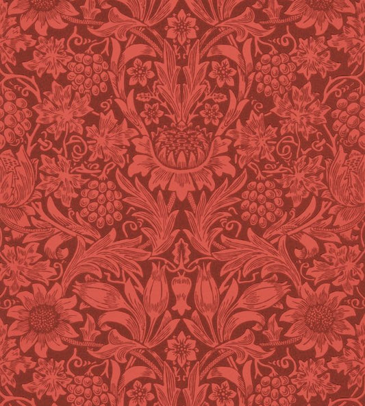 Sunflower Wallpaper - Chocolate/Red - 216960 - Morris & Co - Premier Wallcovering