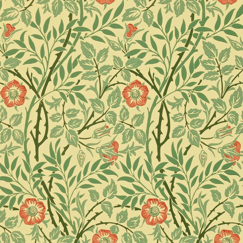 Sweet Briar Wallpaper - Green/Rust - DMC130101 - Morris & Co - Premier Wallcovering