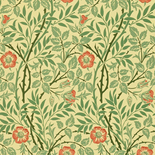 Sweet Briar Wallpaper - Green/Rust - DMC130101 - Morris & Co - Premier Wallcovering