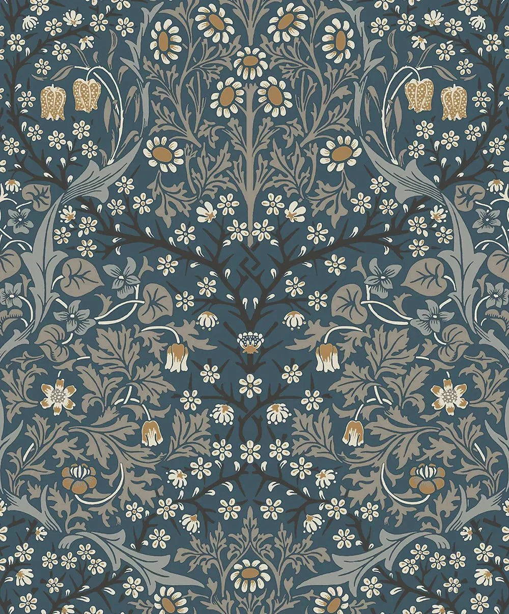 Victorian Garden Wallpaper - Navy Blue - NextWall - NW44512 - Morris Wallpaper