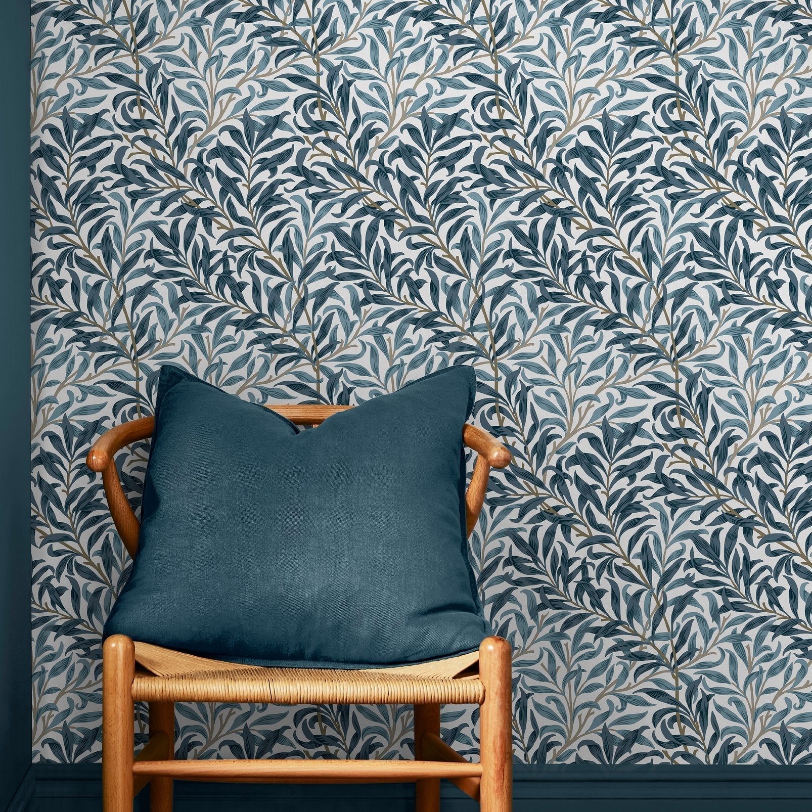 Willow Bough Wallpaper - White & Blue - 124245 - William Morris AH - Premier Wallcovering