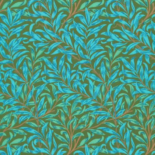 Willow Boughs Wallpaper - Olive/Turquoise - 216952 - Morris & Co - Premier Wallcovering