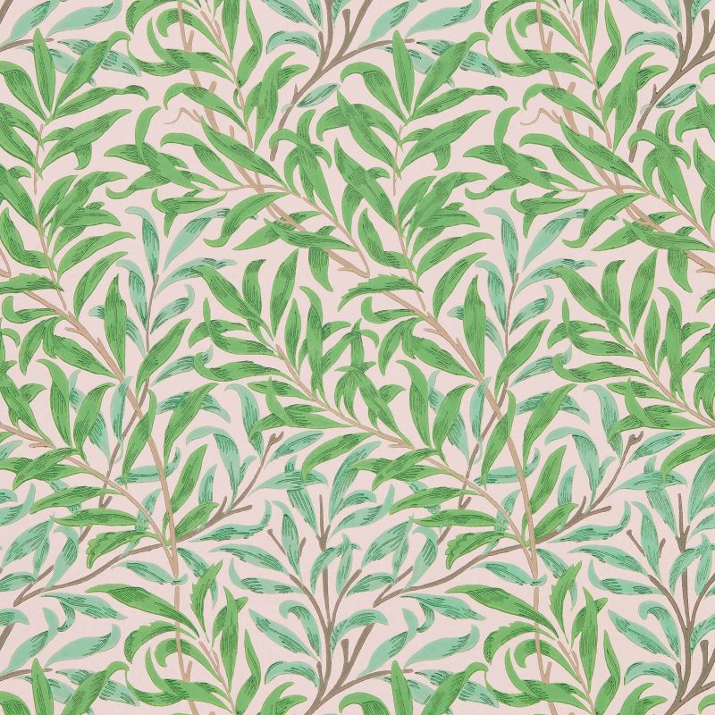 Willow Boughs Wallpaper - Pink/Leaf Green - 216949 - Morris & Co - Premier Wallcovering
