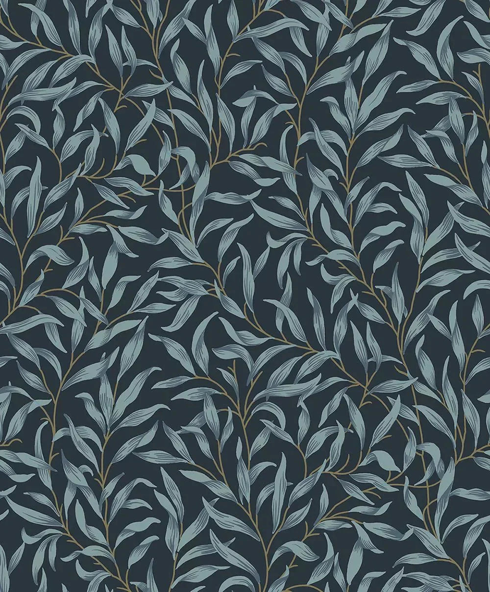 Willow Trail Wallpaper - Aegean Blue - NextWall - NW54702 - Morris Wallpaper