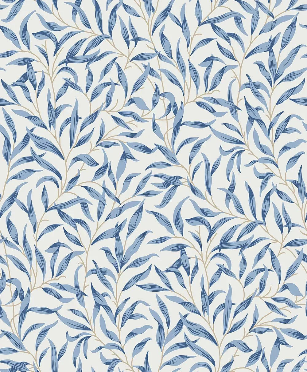 Willow Trail Wallpaper - Blue Lake - NextWall - NW54712 - Morris Wallpaper