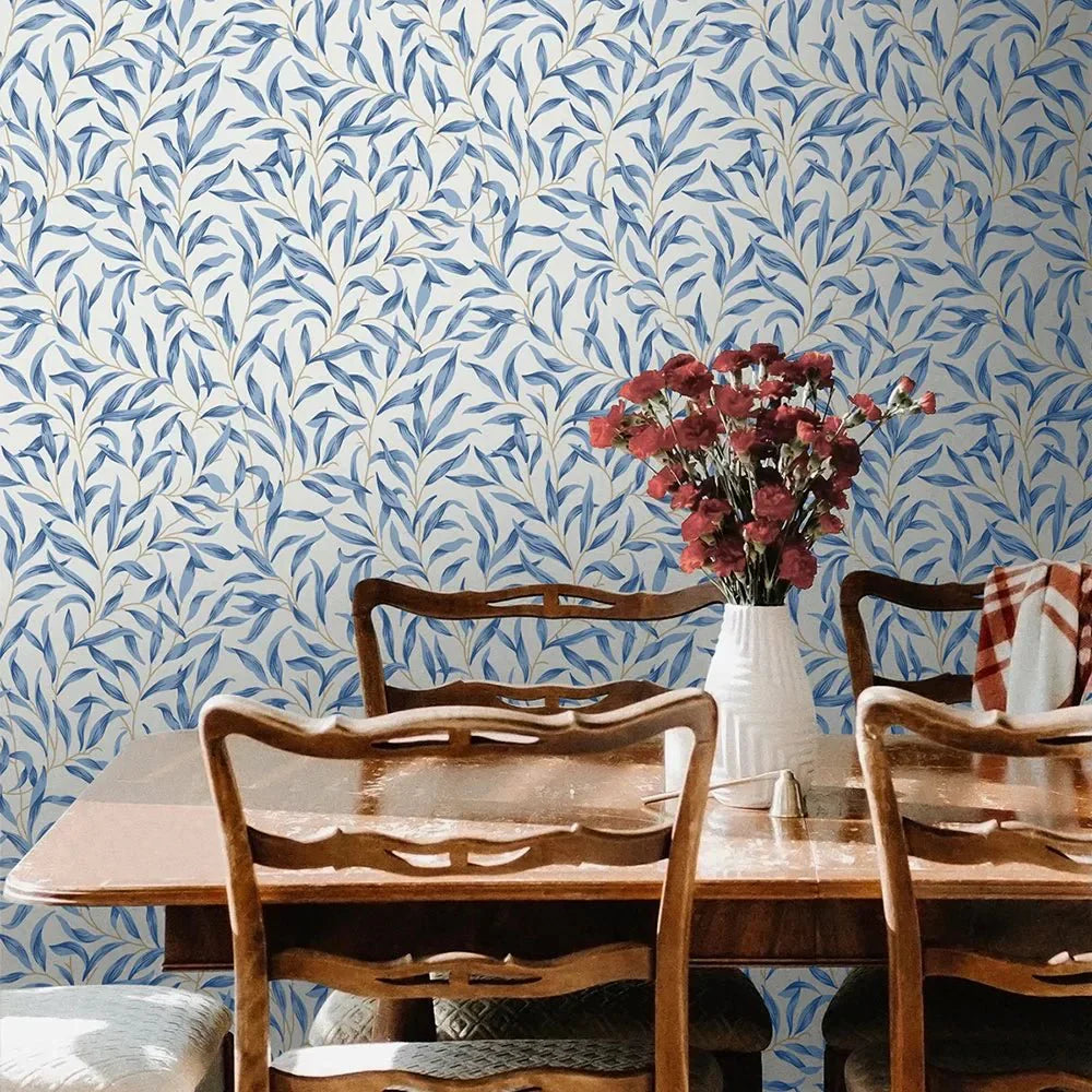 Willow Trail Wallpaper - Blue Lake - NextWall - NW54712 - Morris Wallpaper