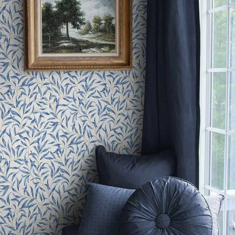 Willow Trail Wallpaper - Blue Lake - NextWall - NW54712 - Morris Wallpaper