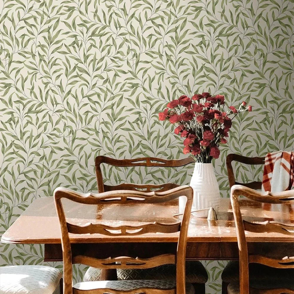 Willow Trail Wallpaper - Sprig Green - NextWall - NW54704 - Morris Wallpaper