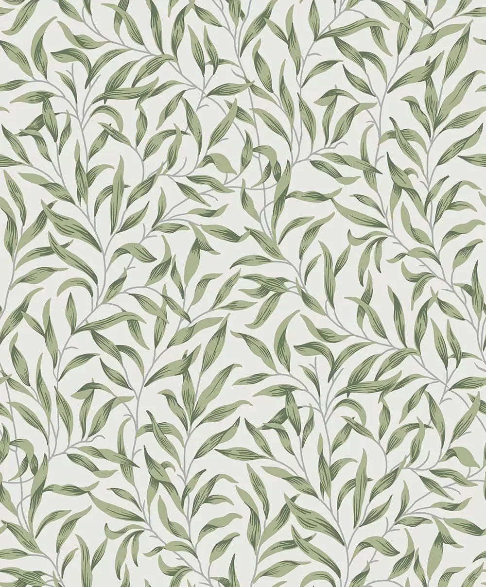 Willow Trail Wallpaper - Sprig Green - NextWall - NW54704 - Morris Wallpaper